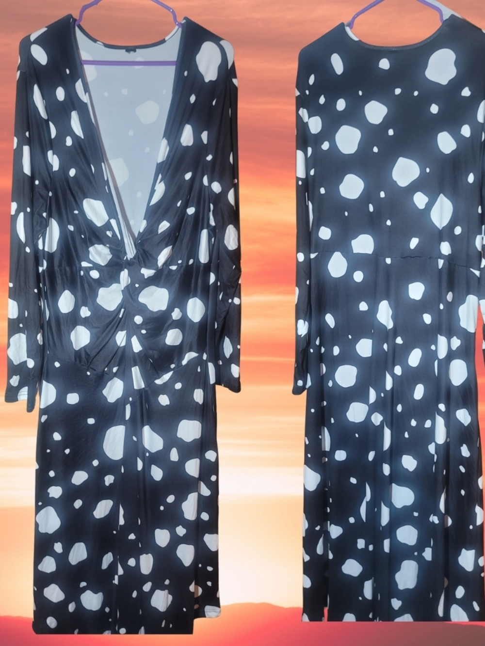 Black & White Polka Dot Long Sleeve Maxi Dress - Picture 2 of 2